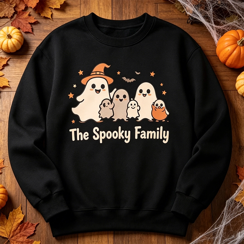 Personalized Spooky Squad Halloween Sweatshirt - Custom Ghost Family Outfit