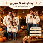 Personalized Family Thanksgiving Turkey Sweatshirt - Custom Matching Holiday Outfits