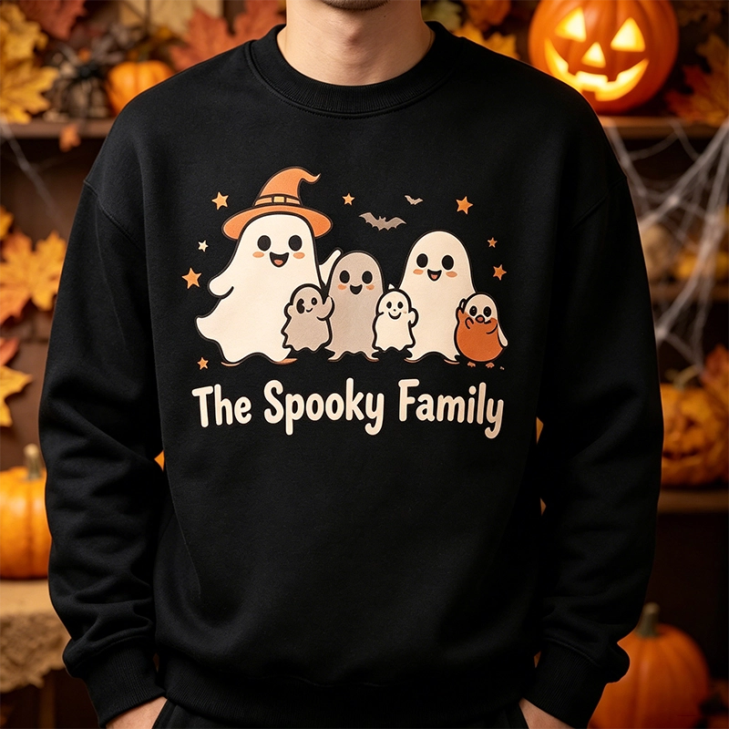 Personalized Spooky Squad Halloween Sweatshirt - Custom Ghost Family Outfit