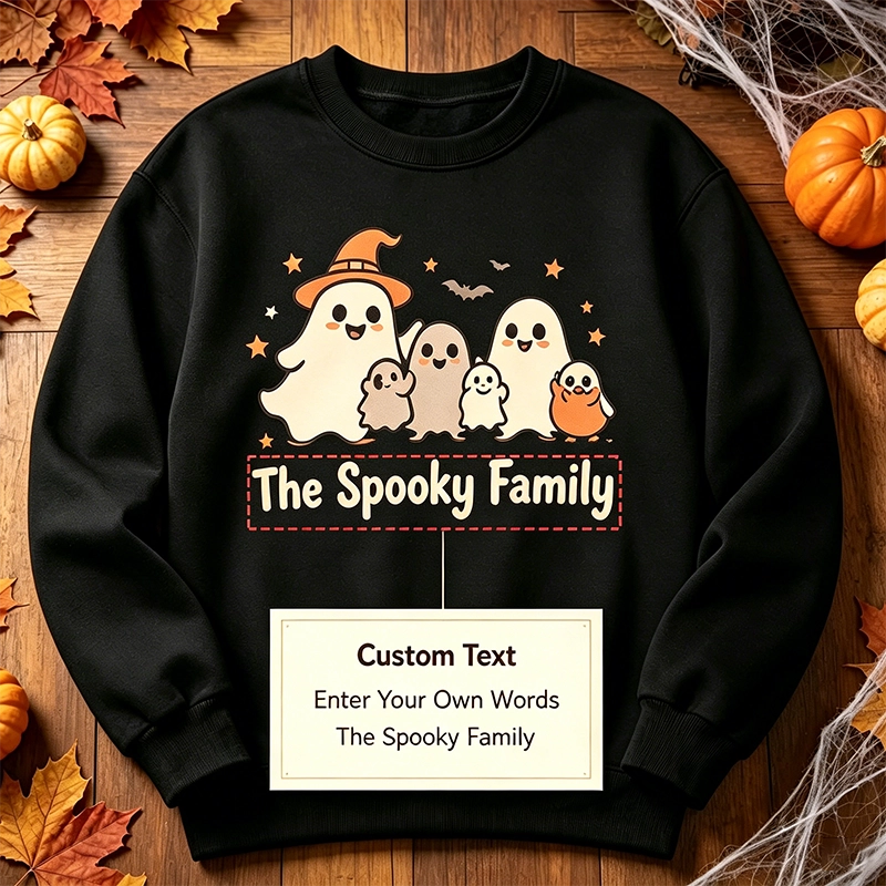 Personalized Spooky Squad Halloween Sweatshirt - Custom Ghost Family Outfit