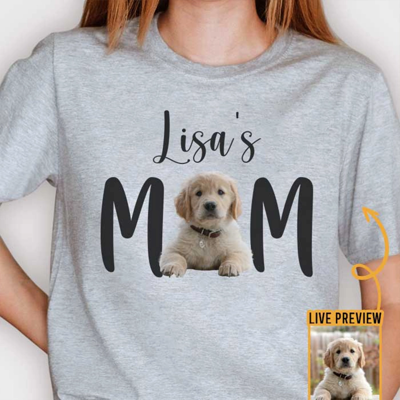 Personalized Pet Photo Mom T-Shirt – Custom Pet Name Shirt for Women