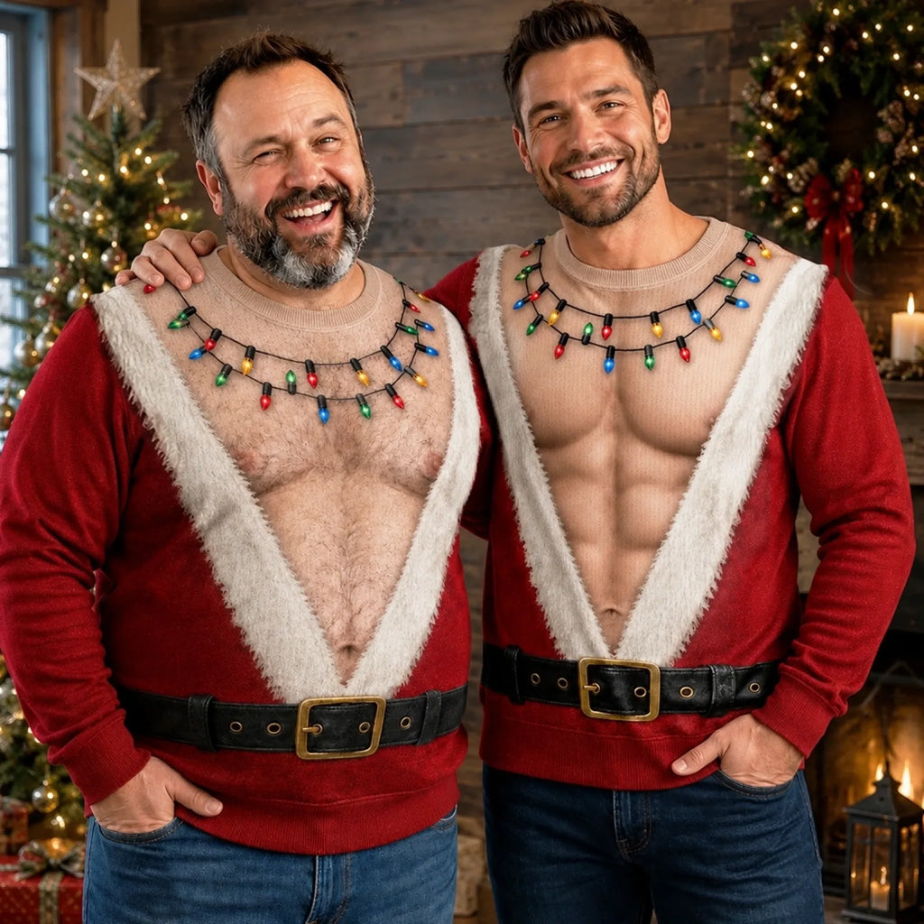 Custom Funny Santa Abs Ugly Christmas Sweater for Men