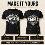 Personalized Name & Year Matching Couple T-Shirts – Custom Two-Shirt Set