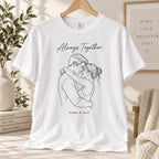 Custom Couple Line Art T-Shirt – Personalized Photo Shirt With Name & Date