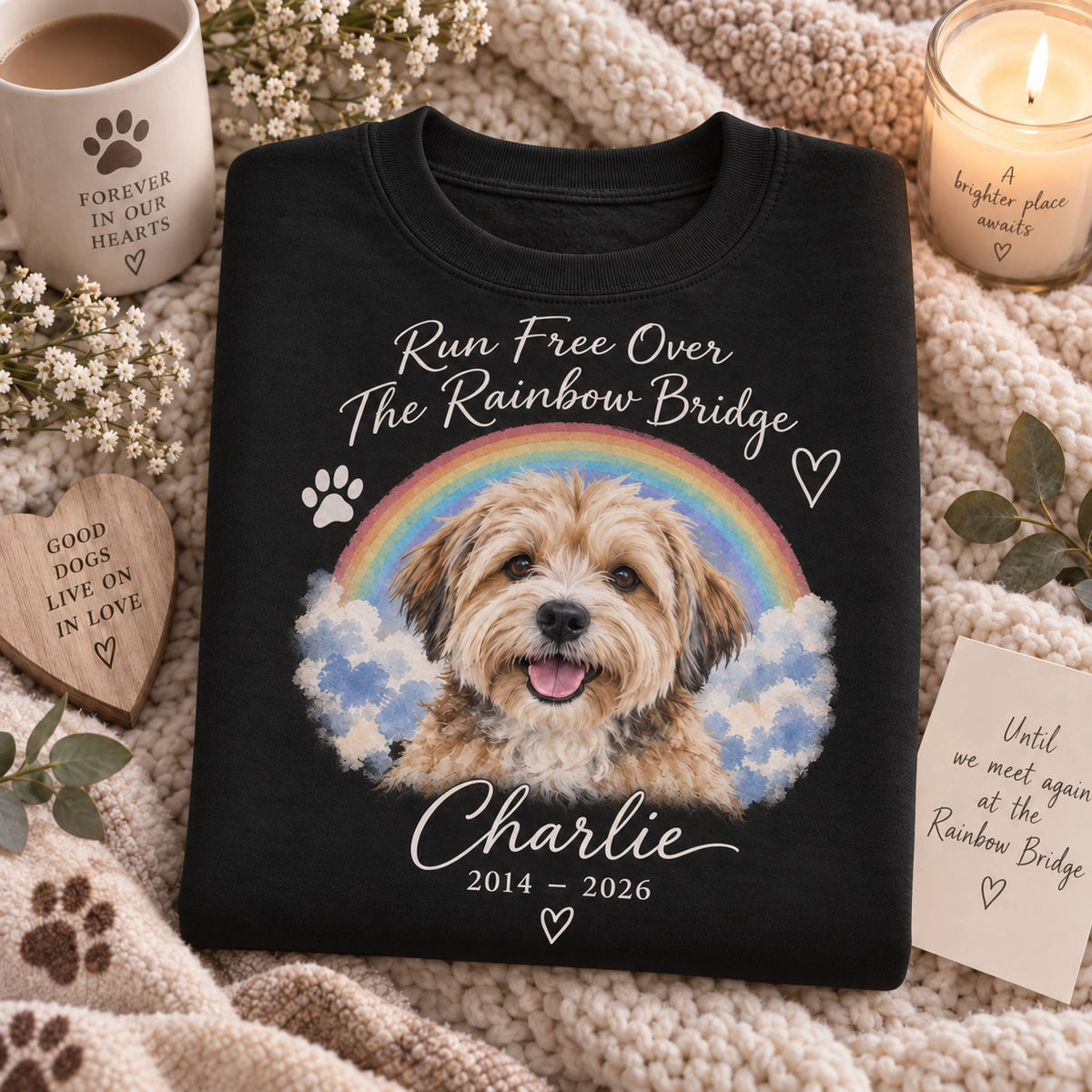 Personalized pet memorial sweatshirt with custom photo, name and dates – image 5