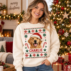 Personalized pet photo Christmas sweatshirt with custom pet name – image 3