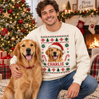 Personalized pet photo Christmas sweatshirt with custom pet name – image 4