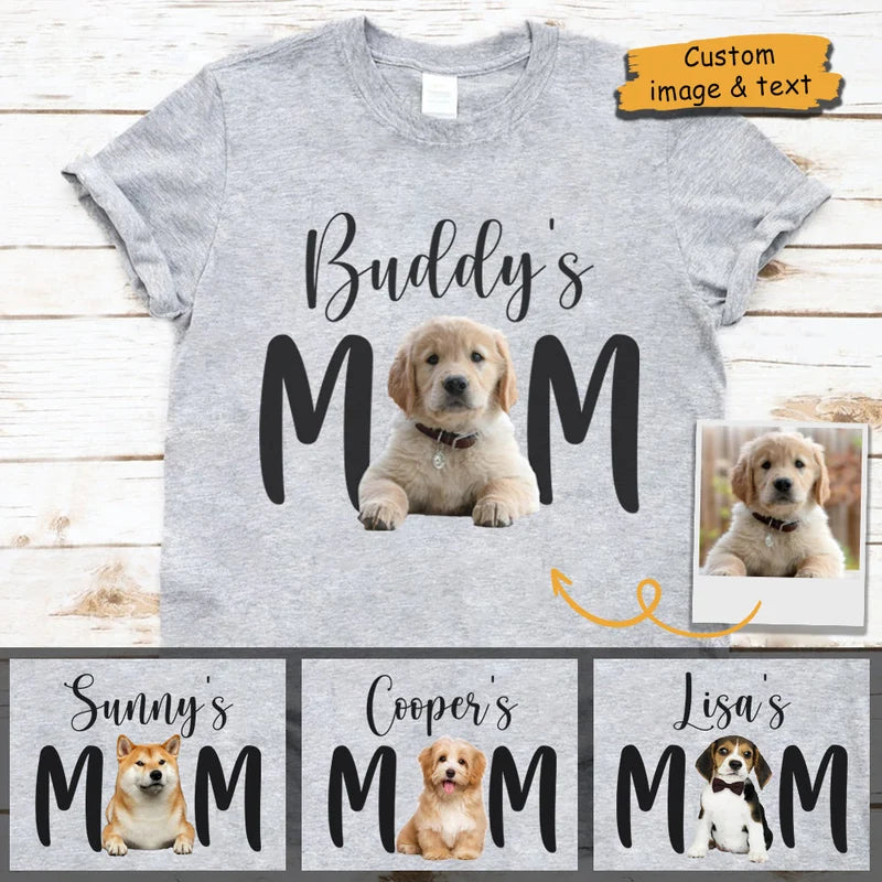 Personalized Pet Photo Mom T-Shirt – Custom Pet Name Shirt for Women