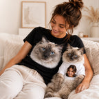 Custom Pet Portrait Matching T-Shirts for Men & Pets | Personalized Photo Shirt Set