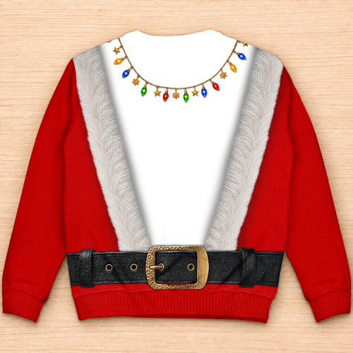 Custom Funny Santa Abs Ugly Christmas Sweater for Men