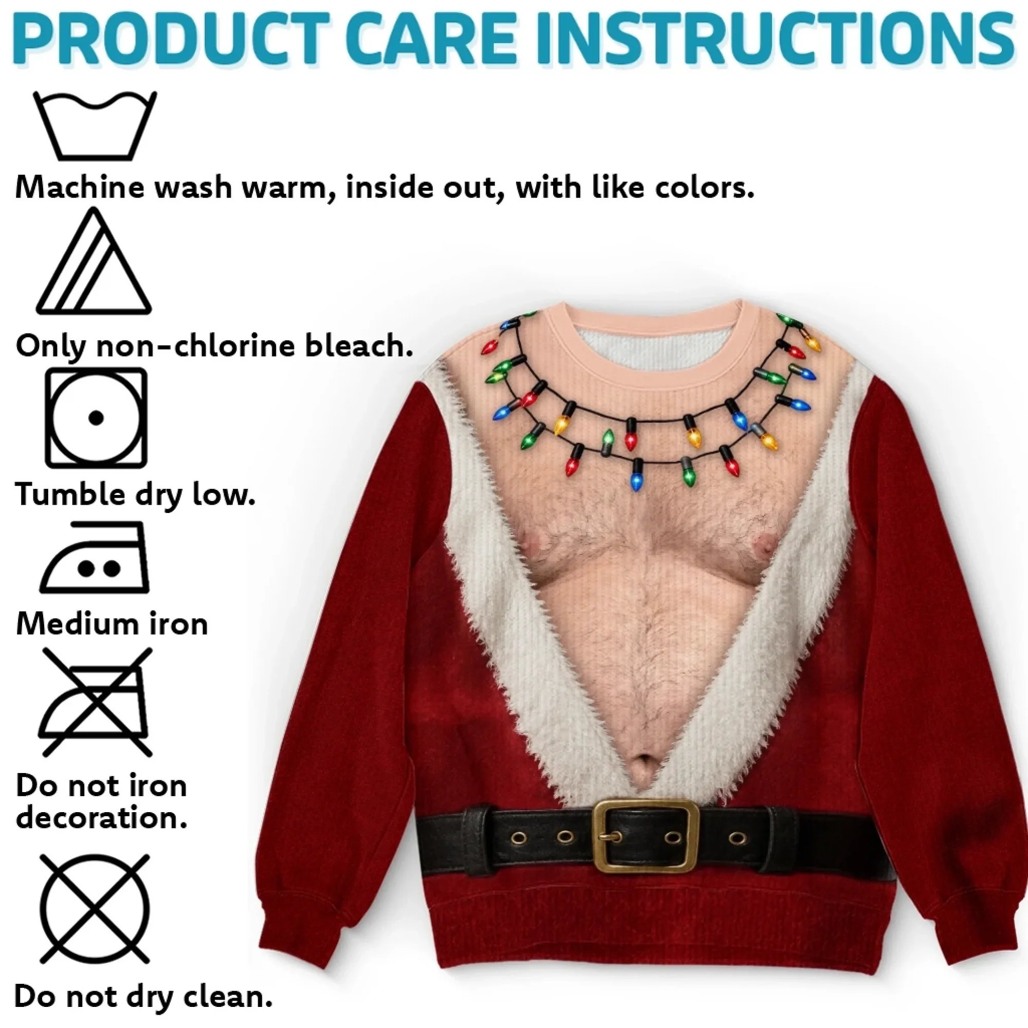 Custom Funny Santa Abs Ugly Christmas Sweater for Men
