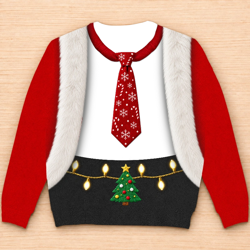 Custom Funny Santa Abs Ugly Christmas Sweater for Men