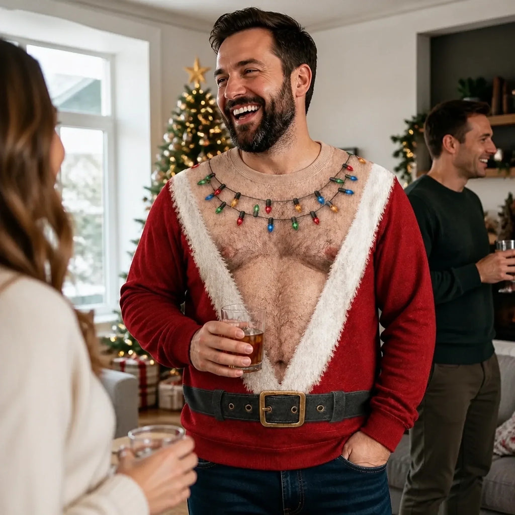 Custom Funny Santa Abs Ugly Christmas Sweater for Men