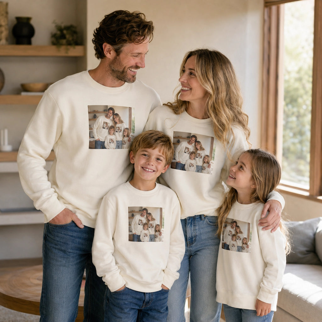 Custom Family Photo Crewneck Sweatshirt – Men, Women & Kids