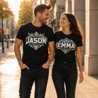 Personalized Name & Year Matching Couple T-Shirts – Custom Two-Shirt Set