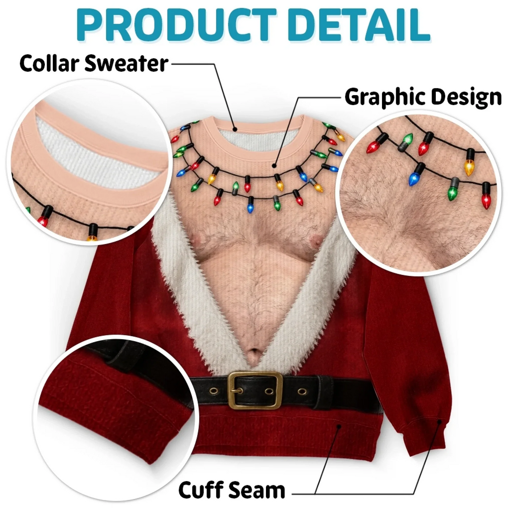 Custom Funny Santa Abs Ugly Christmas Sweater for Men