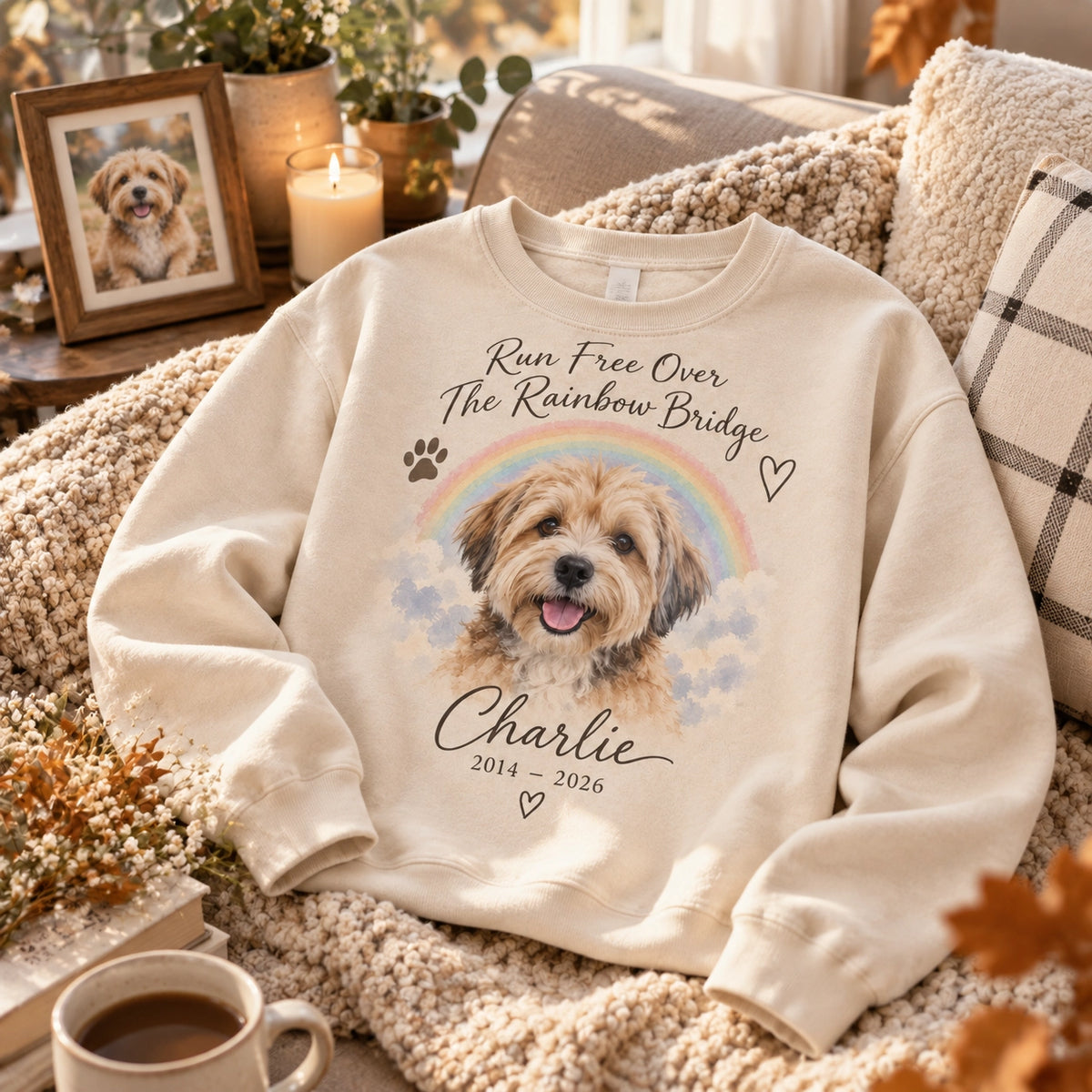 Personalized pet memorial sweatshirt with custom photo, name and dates – image 4