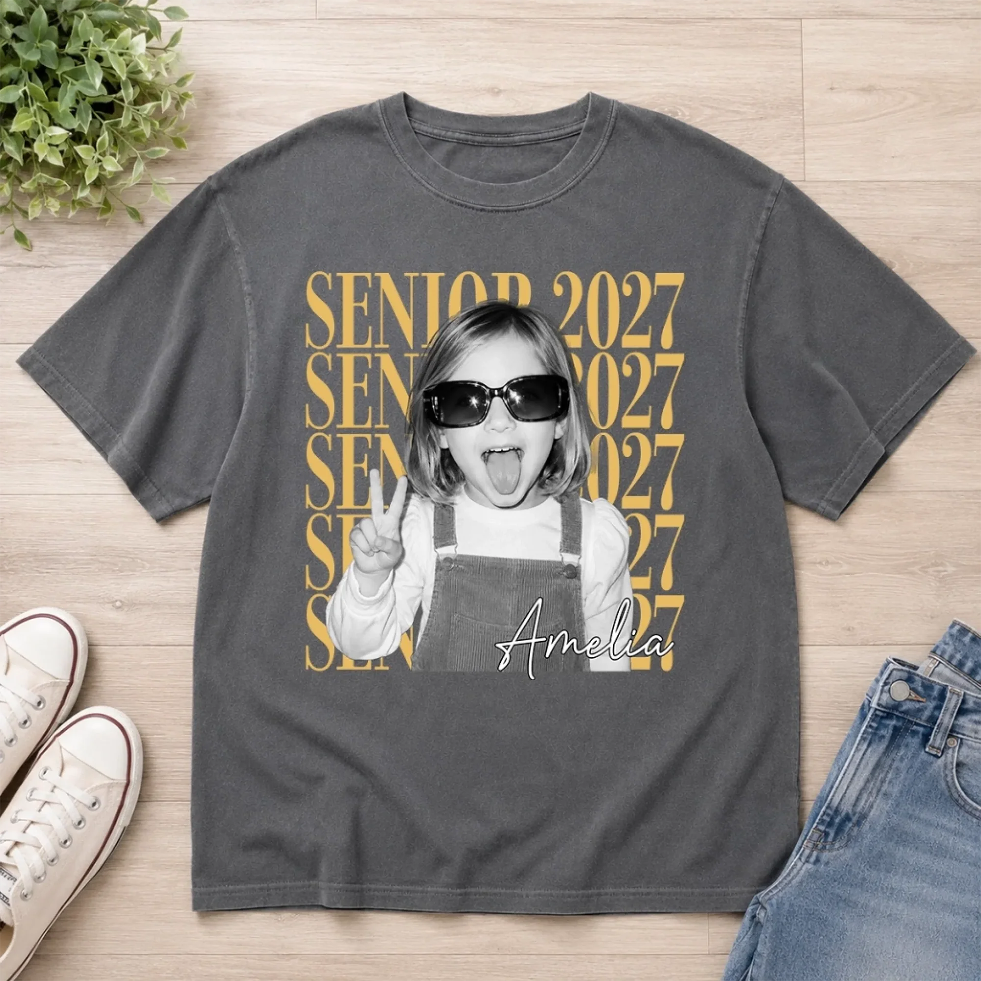 Custom Photo Comfort T-Shirt - Personalized Graduation Gifts For Him, Her - Caps Off To Success