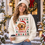 Personalized pet photo Christmas sweatshirt with custom pet name – image 6