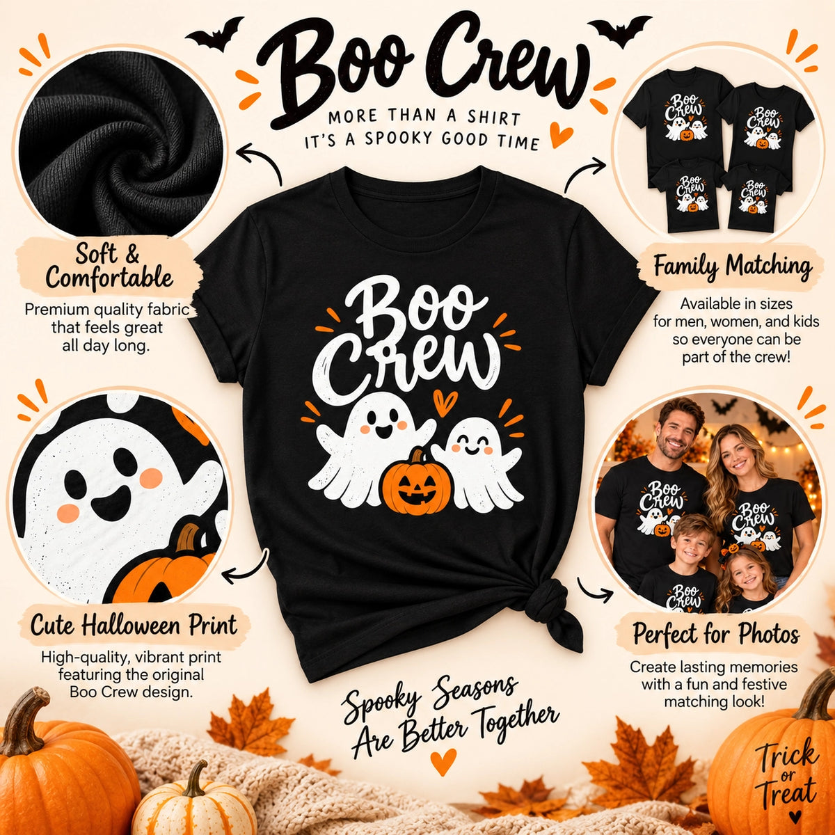 Custom Halloween family matching shirts with personalized names – gallery image 6