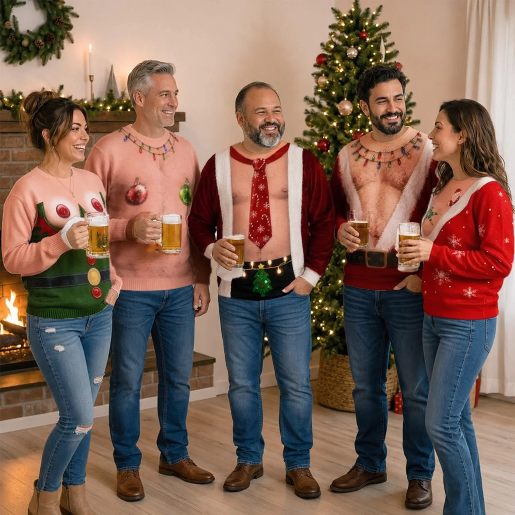 Custom Funny Santa Abs Ugly Christmas Sweater for Men