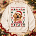 Personalized pet photo Christmas sweatshirt with custom pet name – image 7