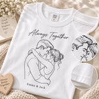 Custom Couple Line Art T-Shirt – Personalized Photo Shirt With Name & Date