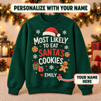 Personalized name Santa's Cookies Christmas sweatshirt – image 3