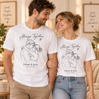 Custom Couple Line Art T-Shirt – Personalized Photo Shirt With Name & Date