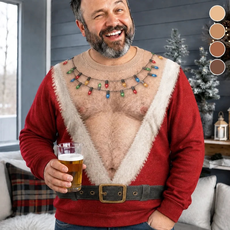 Custom Funny Santa Abs Ugly Christmas Sweater for Men