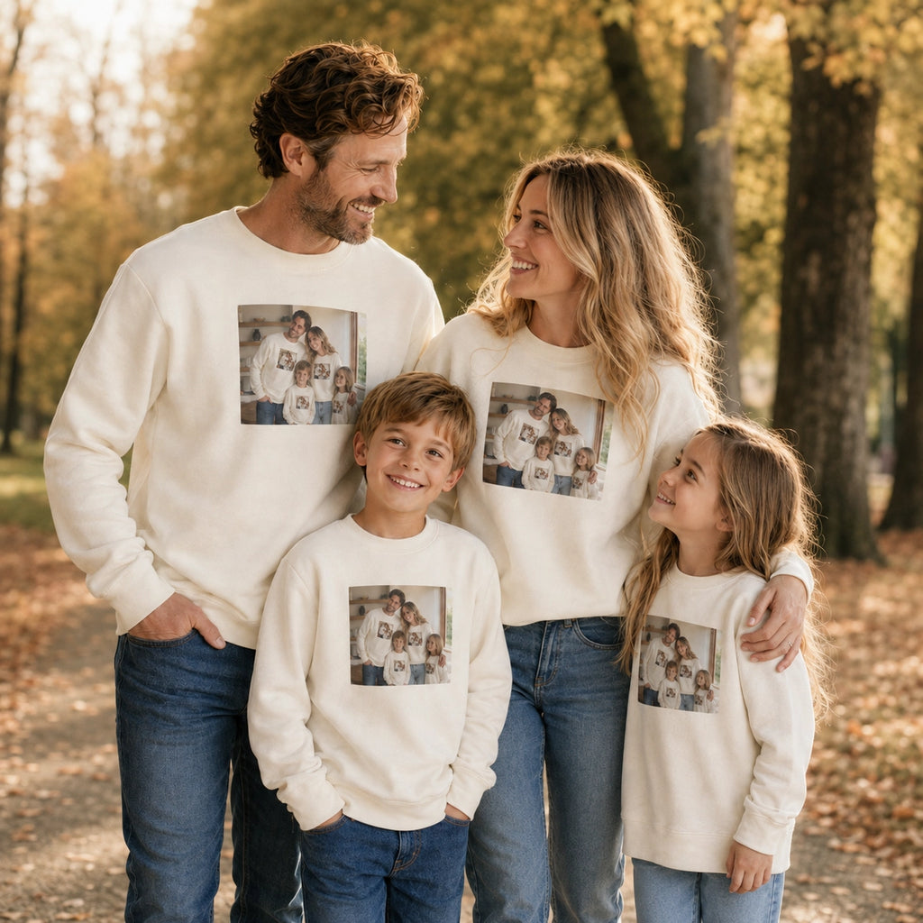 Custom Family Photo Crewneck Sweatshirt – Men, Women & Kids