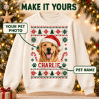 Personalized pet photo Christmas sweatshirt with custom pet name – image 2