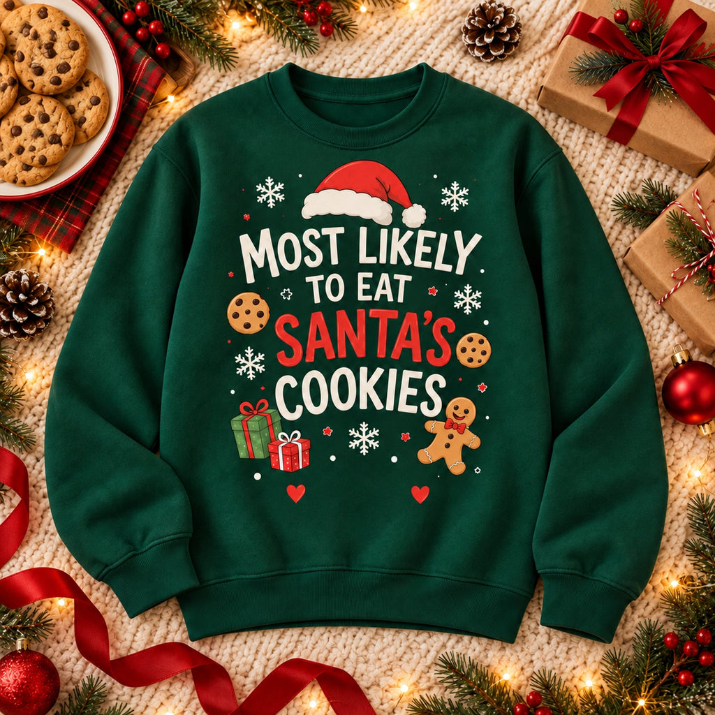 Personalized name Santa's Cookies Christmas sweatshirt – image 1