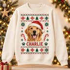 Personalized pet photo Christmas sweatshirt with custom pet name – image 8